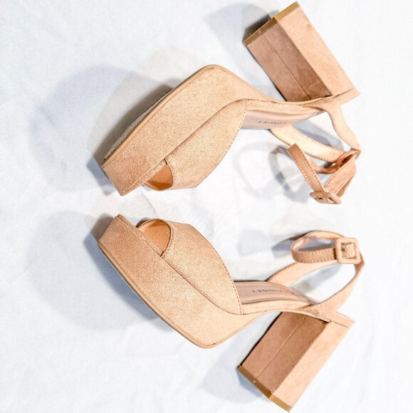 Chinese Laundry Theresa Platform Sandal Dark Nude Heel Microsuede Women's Size 7 - Picture 8 of 12